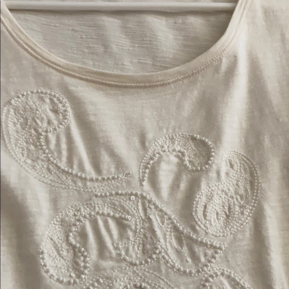 Orsay from Germany embroidered cream long sleeve tee